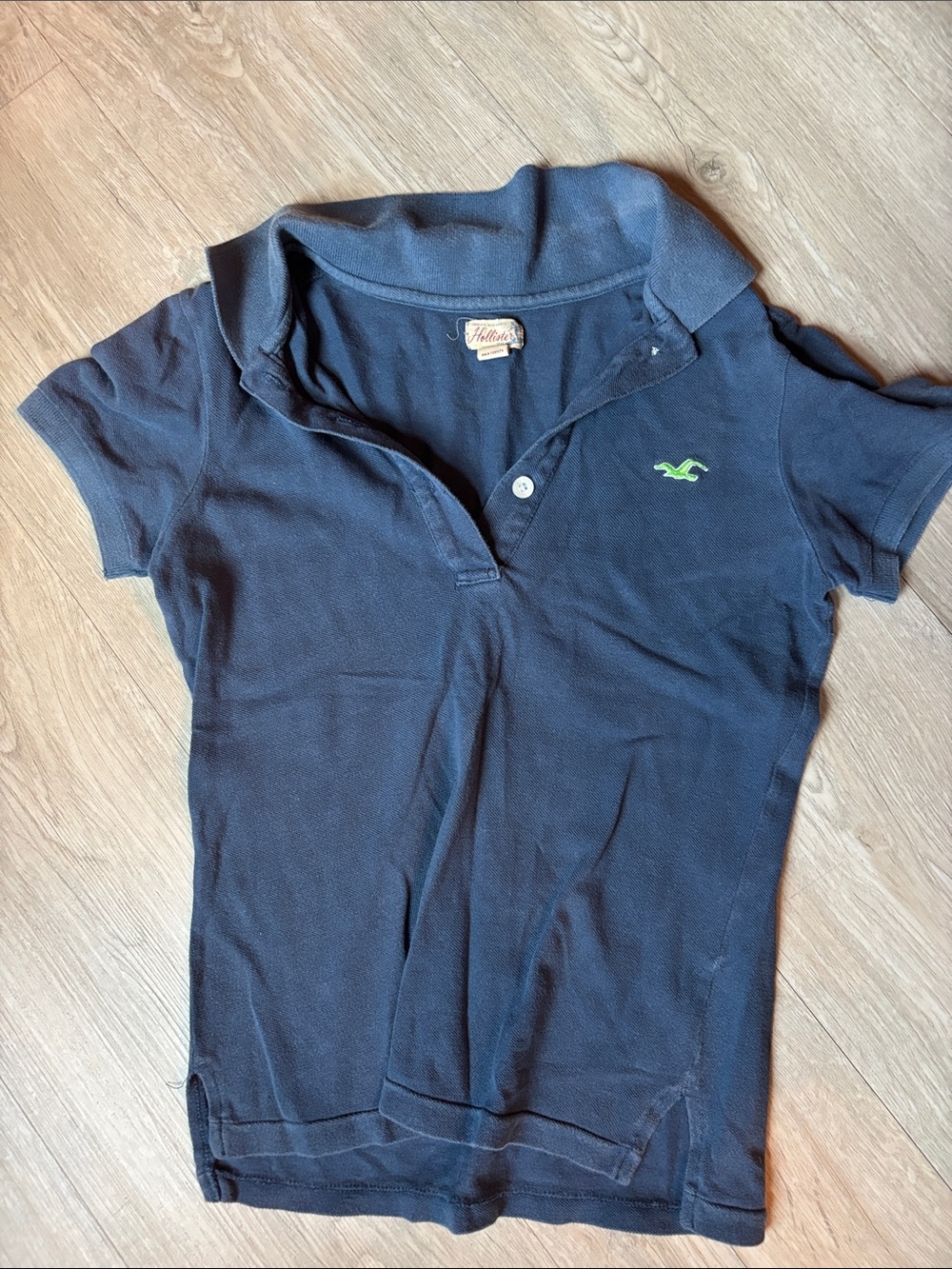 Hollister Navy Polo with Lime Green Logo
